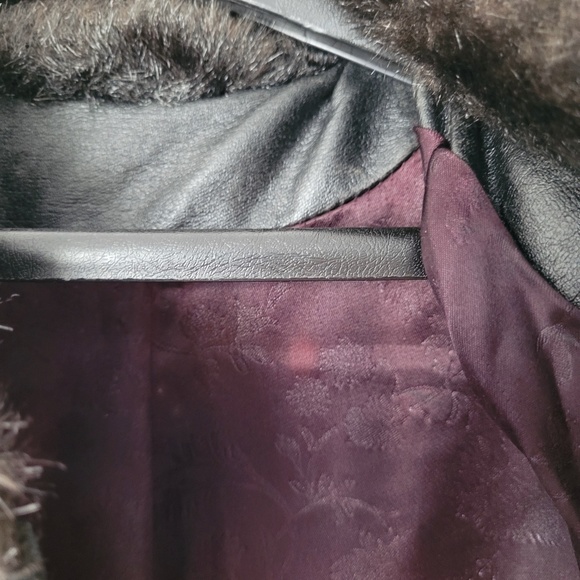 VINTAGE 70s Luxurious Faux Mink Fur‎ Coat Hillmoor Silk Lining Black Brown XL - Picture 9 of 11